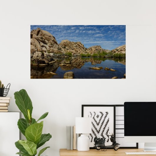 Barker Dam reflectie bij Joshua Tree I Poster (Thuiskantoor)