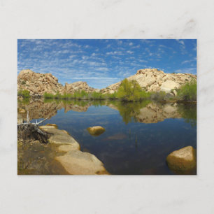 Barker Dam reflectie bij Joshua Tree II Briefkaart