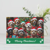 Barkin' Around the Christmas Tree Dog Personalized Feestdagenkaart (Staand voorkant)
