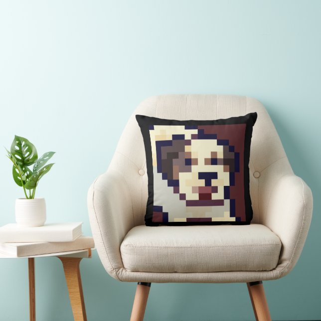 Barking dog. Pixel Art, pixelart Kussen (Stoel)