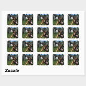 Barking German Shepherd Vierkante Sticker (Vel)
