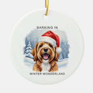 Barking in a Winter Wonderland Dog Christmas Keramisch Ornament