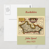 "Barkshire" Berkshire County Map, Engeland Briefkaart (Voorkant / Achterkant)