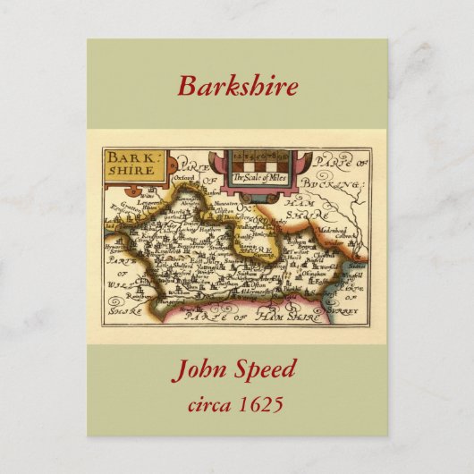 "Barkshire" Berkshire County Map, Engeland Briefkaart (Voorkant)