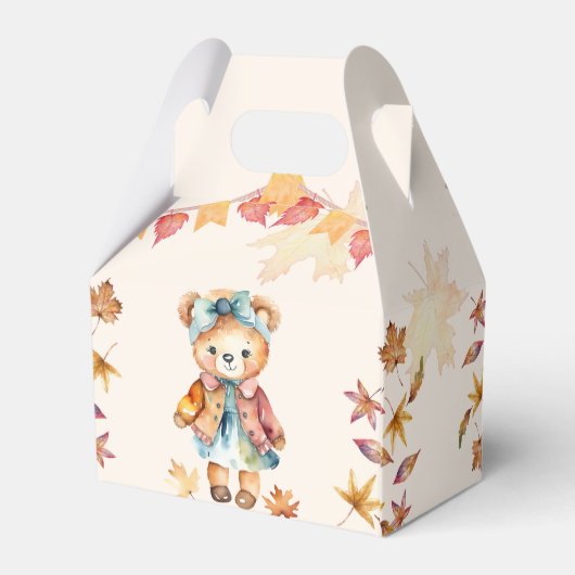 Barly geloof het teddybeer herfst verjaardagsfeest bedankdoosjes (Achterkant)