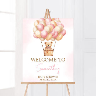 Barly Wacht Roze Hete Luchtballon Baby Welkom Poster