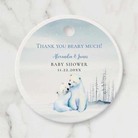 Barly Wachten Polar Mama Beer Cub Baby Jongensdouc Bedankjes Labels (Voorkant)