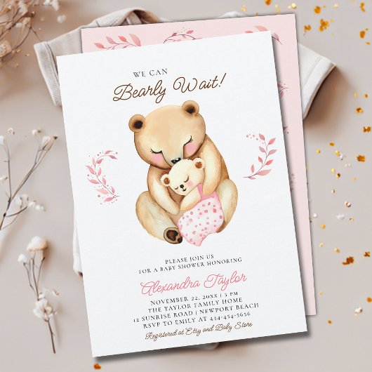 Barly Wait Beer Cub Woodland Baby Girl Shower Kaart