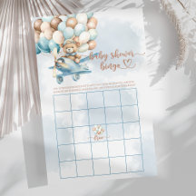 Barly Wait Blue Balloons Baby shower Bingo spel