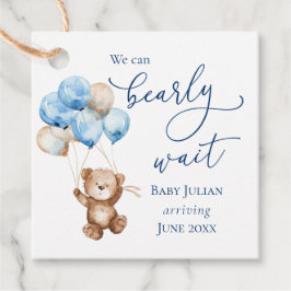 Barly Wait Blue Teddy Bear Baby shower Bedankjes Labels