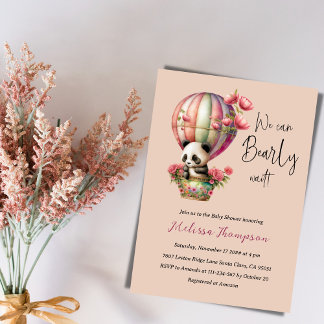 Barly Wait Blush Pink Panda Floral Baby shower Kaart