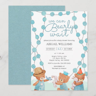 Barly Wait Cute Waterverf Teddy Bear Baby shower Kaart