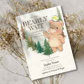 Barly Wait Cute Woodland Beer Baby shower Kaart