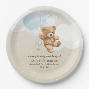 Barly Wait Dusty Blue Teddy Bear Napkins Papieren Bordje