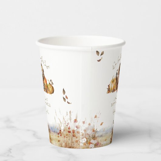 Barly Wait Herfst Woodland Aquarel Baby shower Papieren Bekers (Rechts)