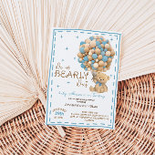 Barly Wait Modern Blue Boy Baby shower Kaart