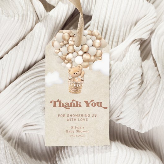 Barly Wait Neutral Teddy Bear Balloon Baby shower Cadeaulabel