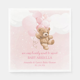 Barly Wait Pink Teddy Bear Napkins Servet