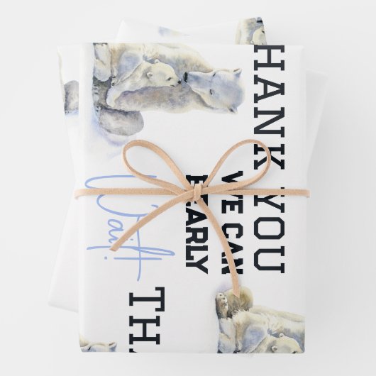 Barly Wait Polar Beer Blue Boy Winter Baby shower Inpakpapier Vel (In situ)