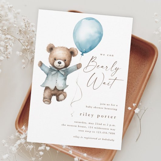 Barly Wait Teddy Bear Boys Baby shower