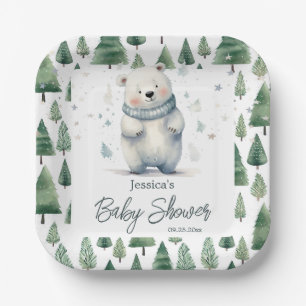 Barly Wait Teddy Bear Winter Baby shower Papieren Bordje