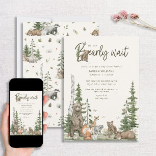 Barly Wait Woodland Animals Baby shower Kaart