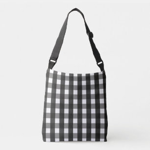 BARMHOUSE BLACK EN WHITE GINGHAM CHECK CROSSBODY TAS