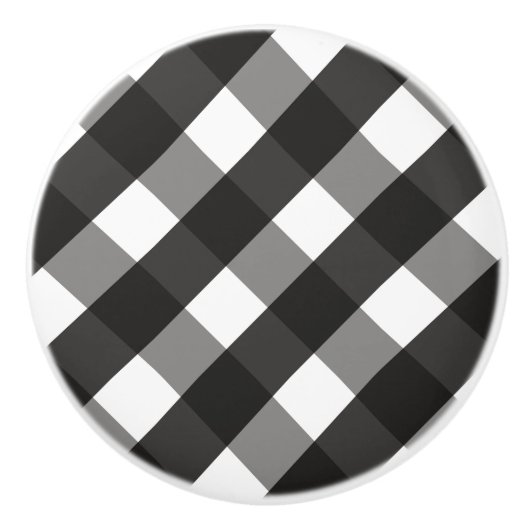 BARMHOUSE BLACK EN WHITE GINGHAM CHECK KERAMISCHE KNOP (Voorkant)