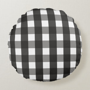 BARMHOUSE BLACK EN WHITE GINGHAM CHECK ROND KUSSEN