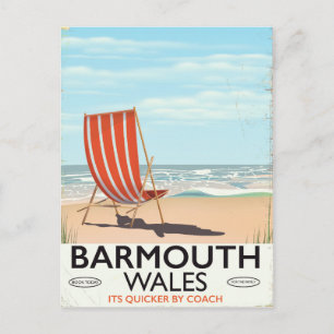 Barmouth Noord-Wales vintage reisposter Briefkaart