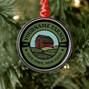  Barn ADD NAAM Land Boerderij Crops Farmer Metalen Ornament