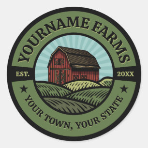  Barn ADD NAAM Land Boerderij Crops Farmer Ronde Sticker