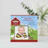 Barn Animaux Fun1st Birthday Photo Invitation (Debout devant)