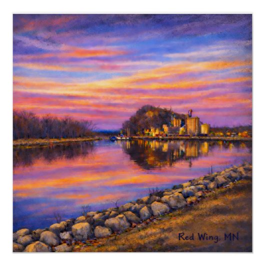 Barn Bluff, Red Wing Sunset Glossy Poster (Devant)