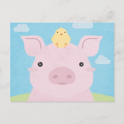 Barn Buddies - Piglet & Chick Briefkaart (Voorkant)