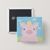 Barn Buddies - Piglet & Chick Vierkante Button 5,1 Cm (Voorkant /achterkant)