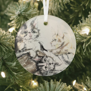 Barn Cats door Hevener Glas Ornament
