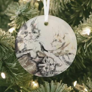 Barn Cats door Hevener Glas Ornament