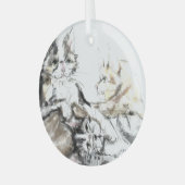 Barn Cats door Hevener Glas Ornament (Voorkant links)
