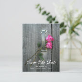 Barn-deur en roze rozen die de datum opslaan save the date (Staand voorkant)