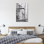 Barn-deur in zwart-wit canvas afdrukken (Insitu (Slaapkamer))