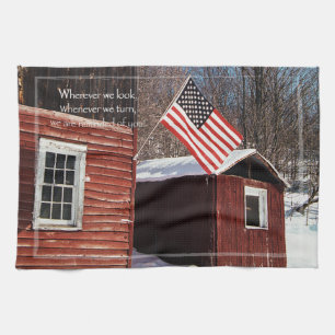 Barn Flag Patriotic Herinnert iedereen rond Theedoek