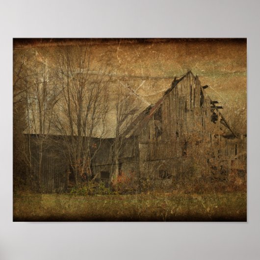 Barn Grunge Texture Sepia Land Rustic Poster (Voorkant)
