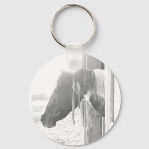 Barn Horse/Black en White Photography Sleutelhanger