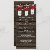 Barn hout poinsettias metselaar pot bruiloft progr programma (Voorkant / Achterkant)