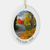 Barn in Herfst Keramisch Ornament (Rechts)