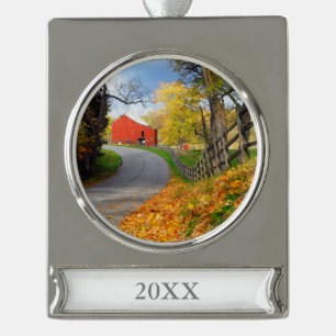 Barn in Herfst Verzilverd Banner Ornament