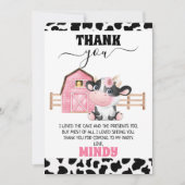 Barn Koe Afdrukdag geboortedag bedankt Kaart (Voorkant)