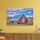 Barn met Amerikaanse vlag | Colfax, Washington Canvas Afdruk (Insitu (Woonkamer))