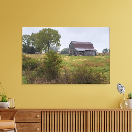 Barn op een heuvel canvas afdruk (Insitu (Woonkamer))